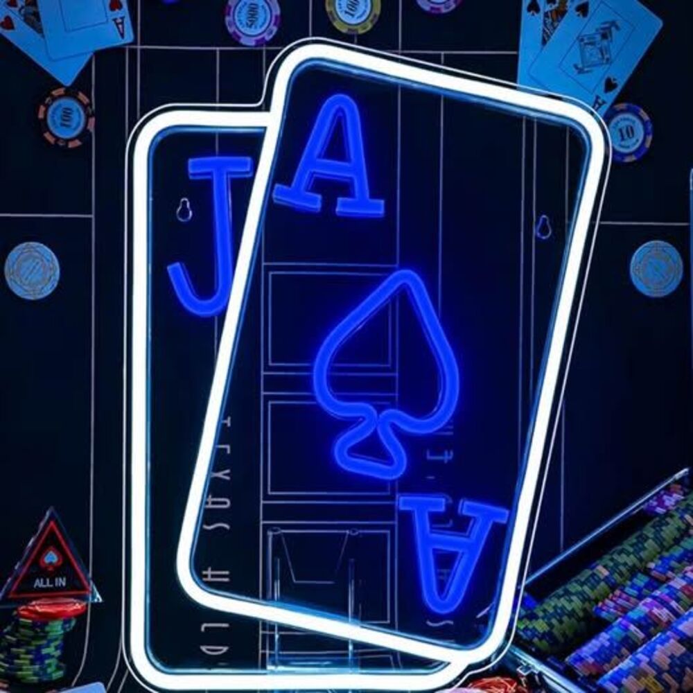 Poker Playing Cards LED Neon Sign Casino / Man Cave Decor